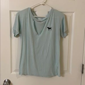 PINK light blue cutout tee